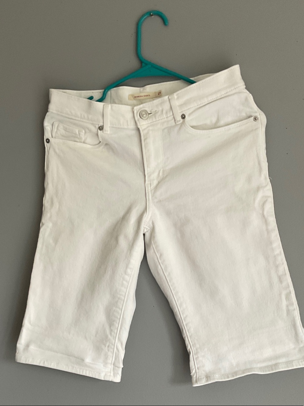 Levi's White Denim Bermuda Shorts